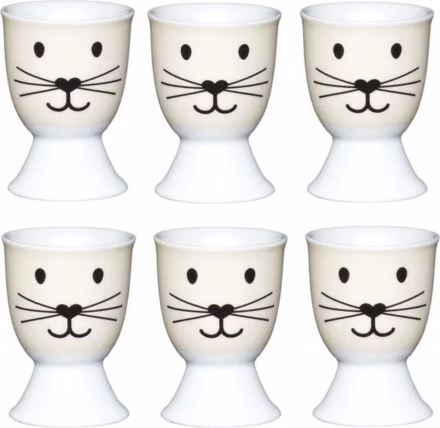 KitchenCraft Porcelain Egg Cups, Set of 6, White
