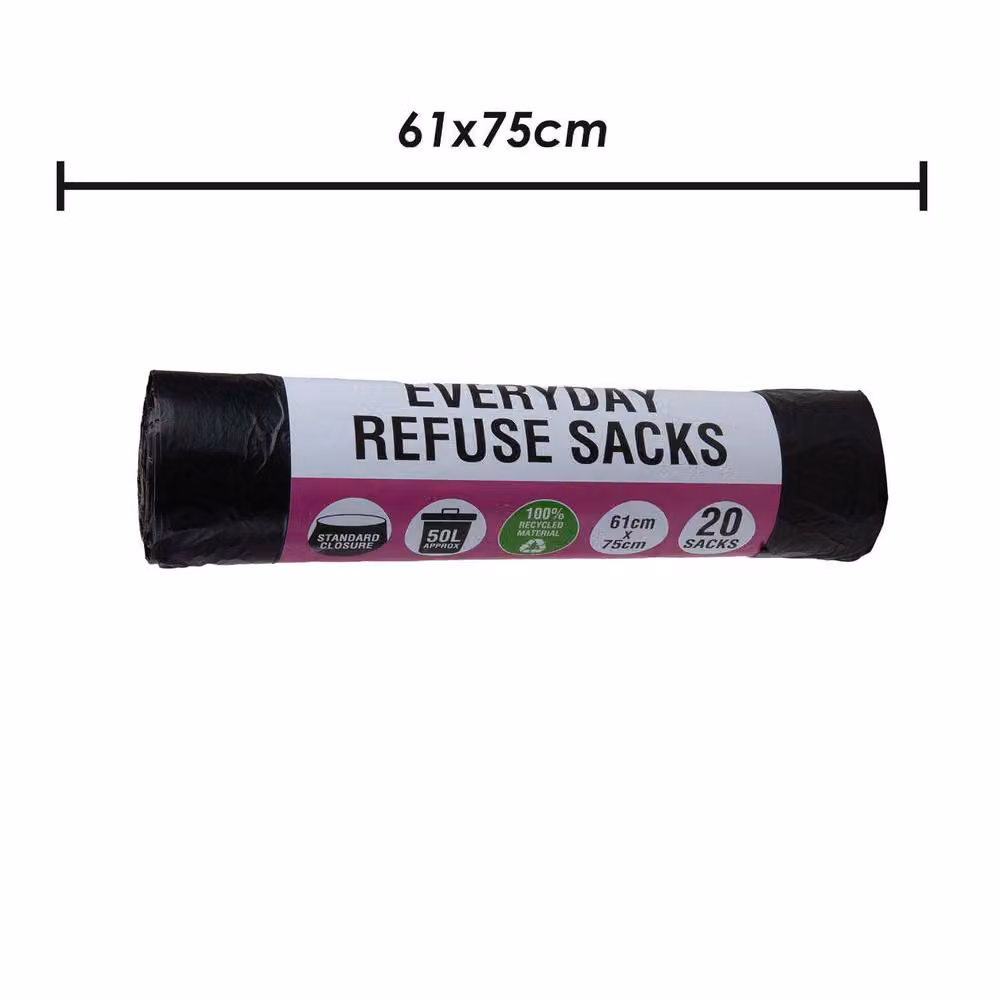 VFM e-Store Multicoloured Refuse Tie Bags, 20 Pack, 50L – 2