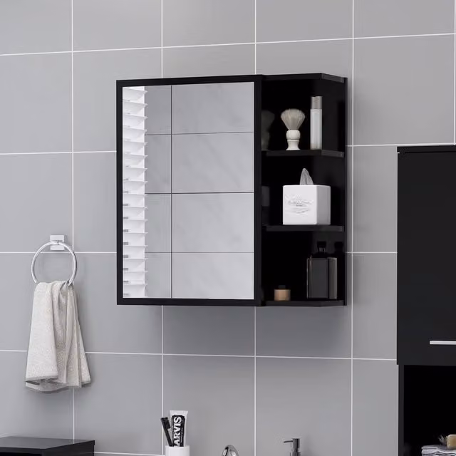 Berkfield Home Black Modern Wall Mounted Bathroom Mirror Cabinet W/D/H: 62.5 x 20.5 x 64 cm – 1