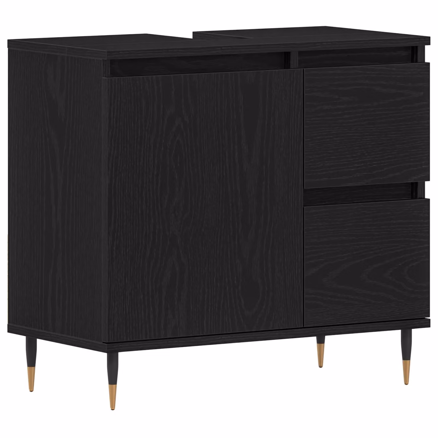 Berkfield Home Modern Black Oak Bathroom Sink Cabinet, W/D/H: 65 x 33 x 60 cm – 2