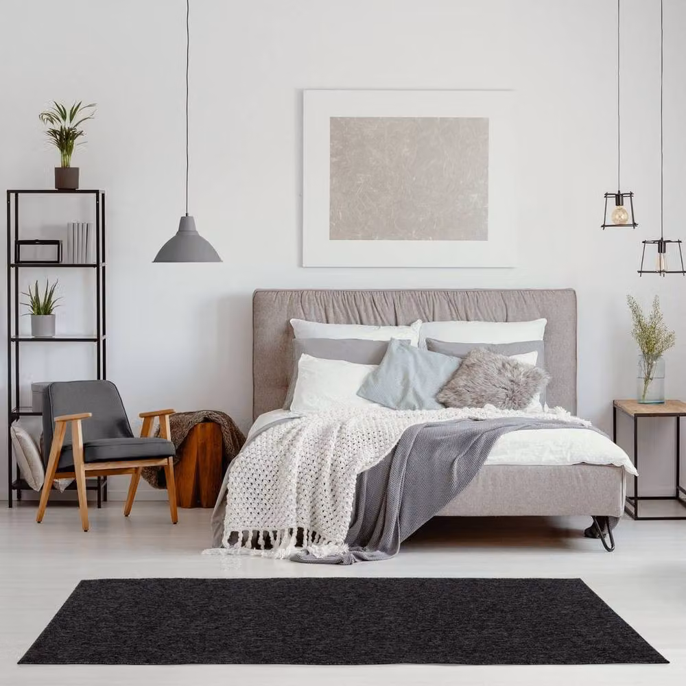 THE RUGS Flex Collection Solid Design Low Pile Extra Large Living Room Rug in Dark Grey, W: 240 cm, L: 340 cm – 5