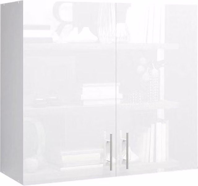 SPETLEK Modern Glossy White Wall Unit Kitchen Storage Cabinet with Internal Shelves