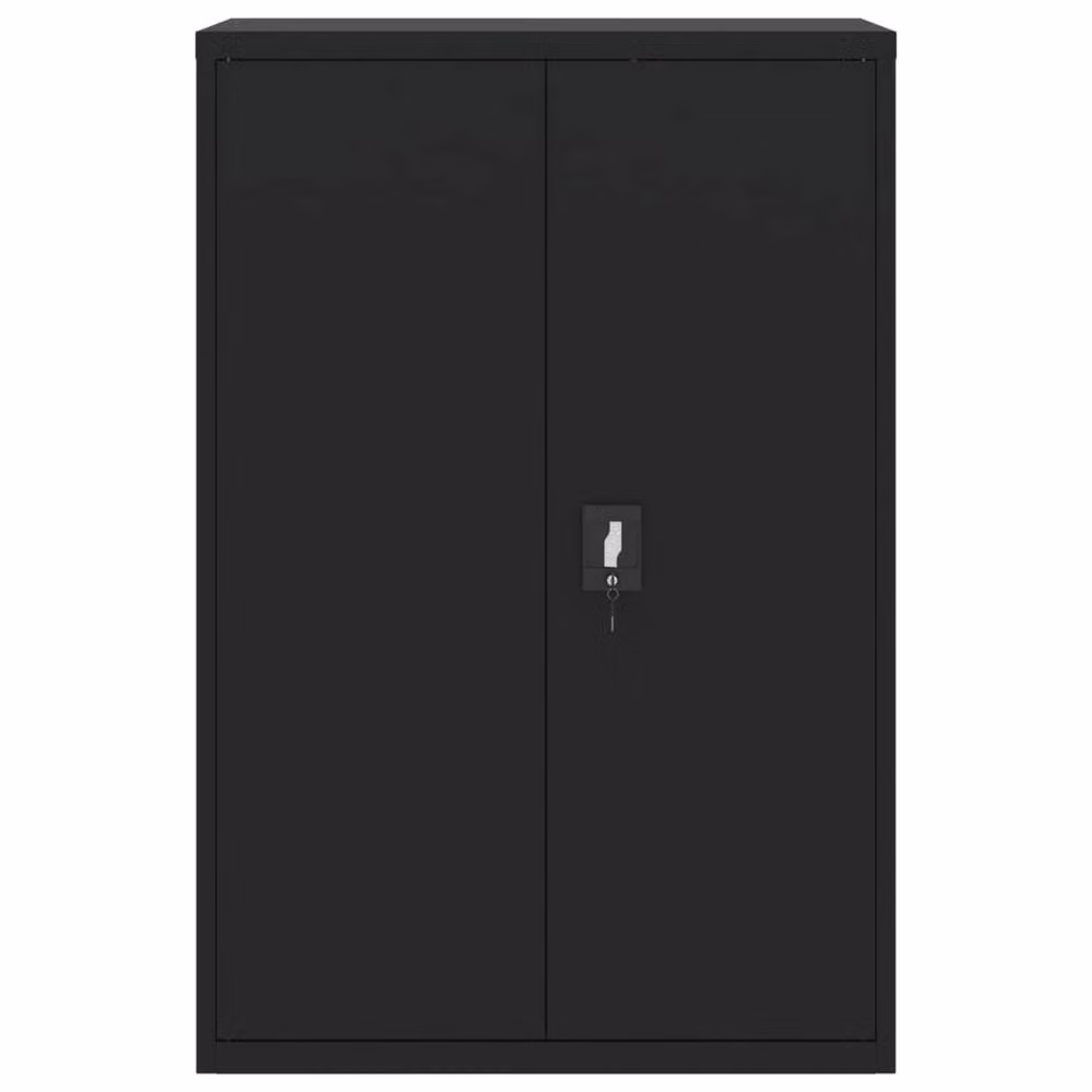 Berkfield Home Black Metal File Cabinet with Hinged Doors and Adjustable Shelves, W/D/H: 90 x 40 x 140 cm – 3
