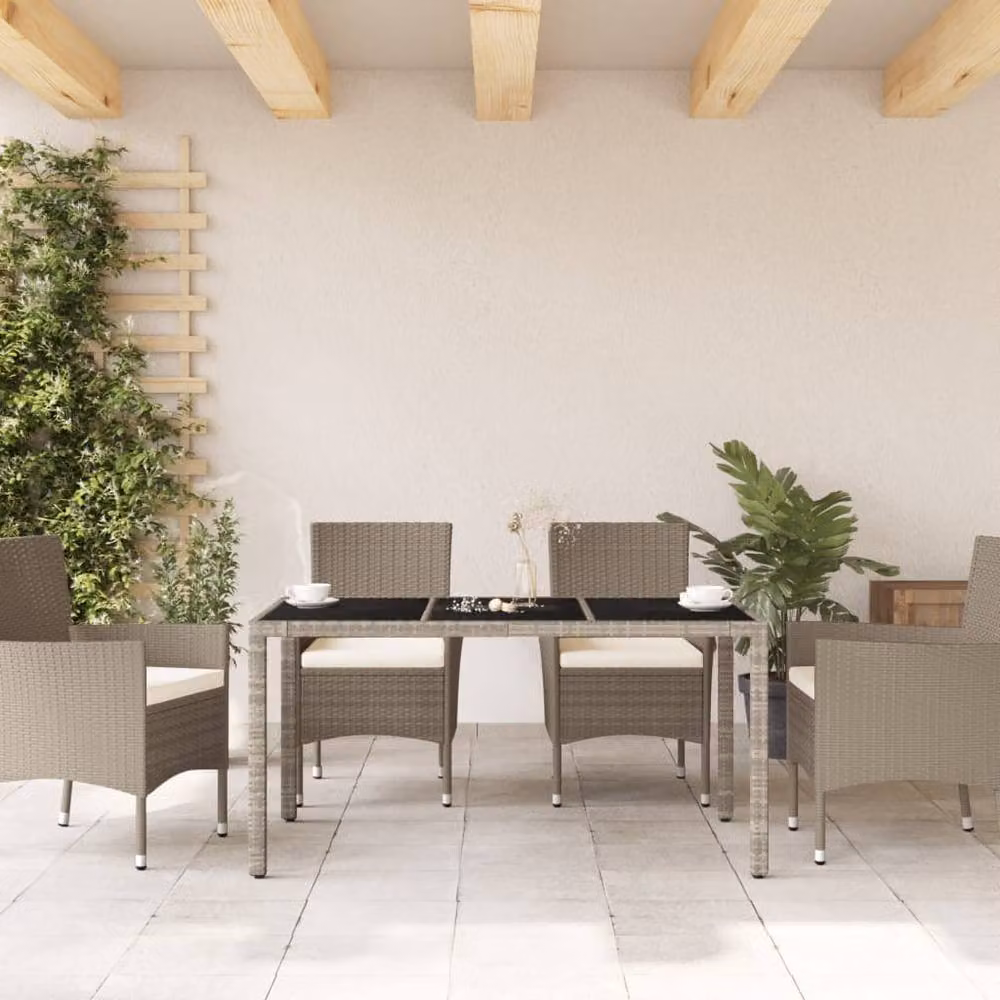 Berkfield Home Rectangular Garden Table with Glass Top in Light Grey, W/D/H: 150 x 90 x 75 cm – 3