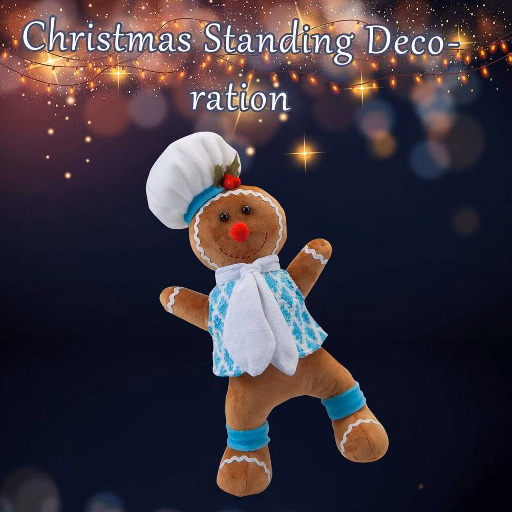 VFM e-Store Christmas Standing Gingerbread Boy Decoration, Blue and Multicolour, H 43 cm x W 23 cm x D 23 cm – 2