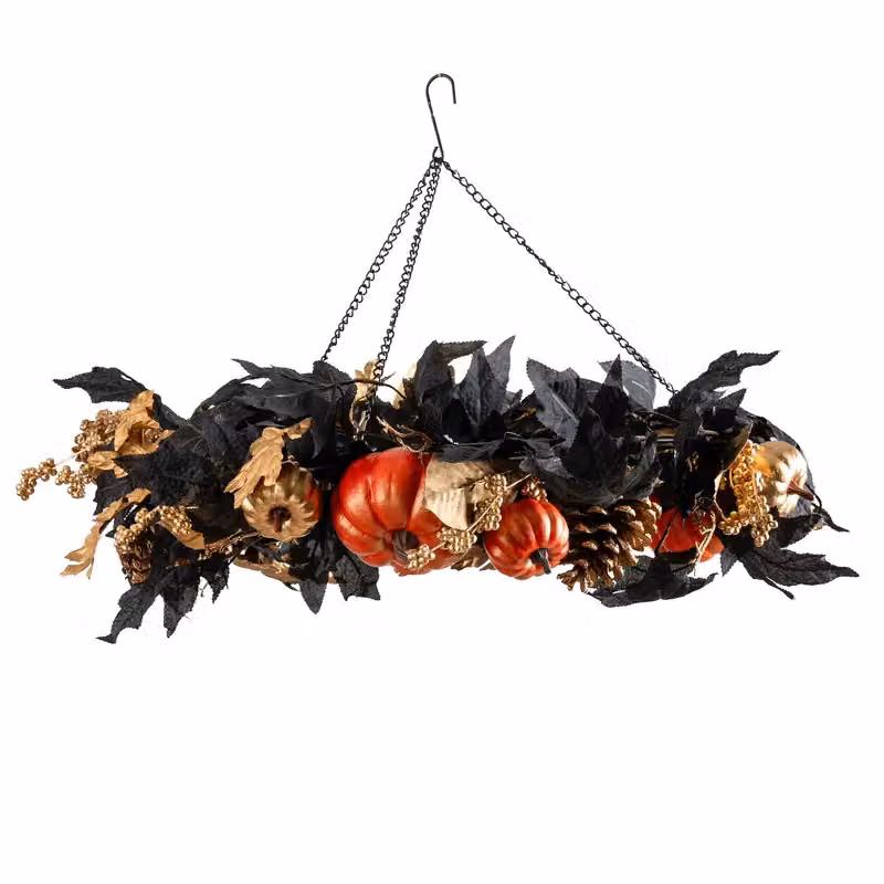 Scottish Everlastings Ltd Premium Round Hanging Wreath in Black and Gold, Diameter: 55 cm – 3