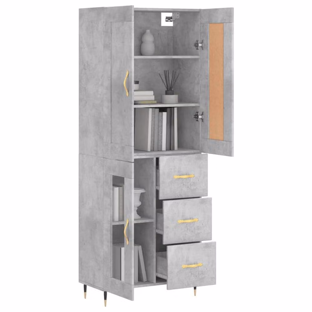 Berkfield Home Modern Highboard in Concrete Grey, W/D/H: 69.5 x 34 x 180 cm – 2