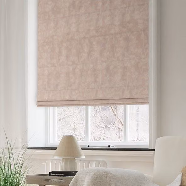Terrys Made to Measure Blackout Roman Blind with Floral Nature Pattern in Purple and Pink