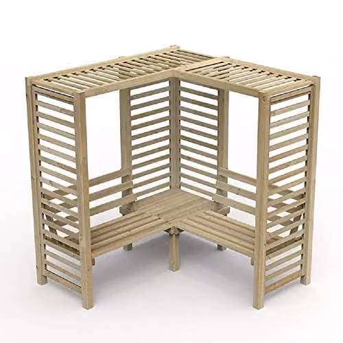Forest Garden Firenze L-Shape Corner Arbour in Natural Brown Wood – 2