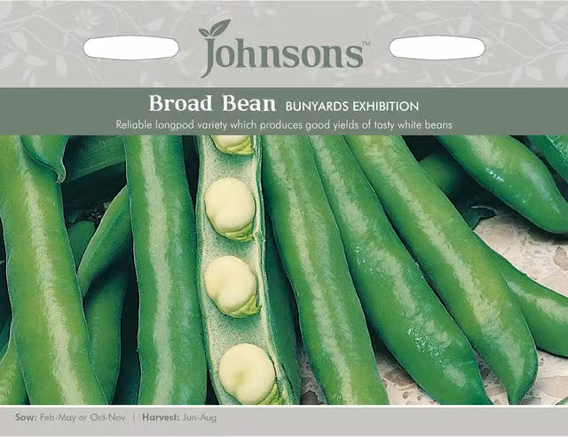 Johnsons Bunyards Exhibition Broad Bean Vegetable Seeds
