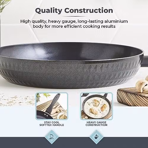 Tower Diamo 28cm Frying Pan with Black Diamond Ceramic Non-Stick Coating, Black – 5