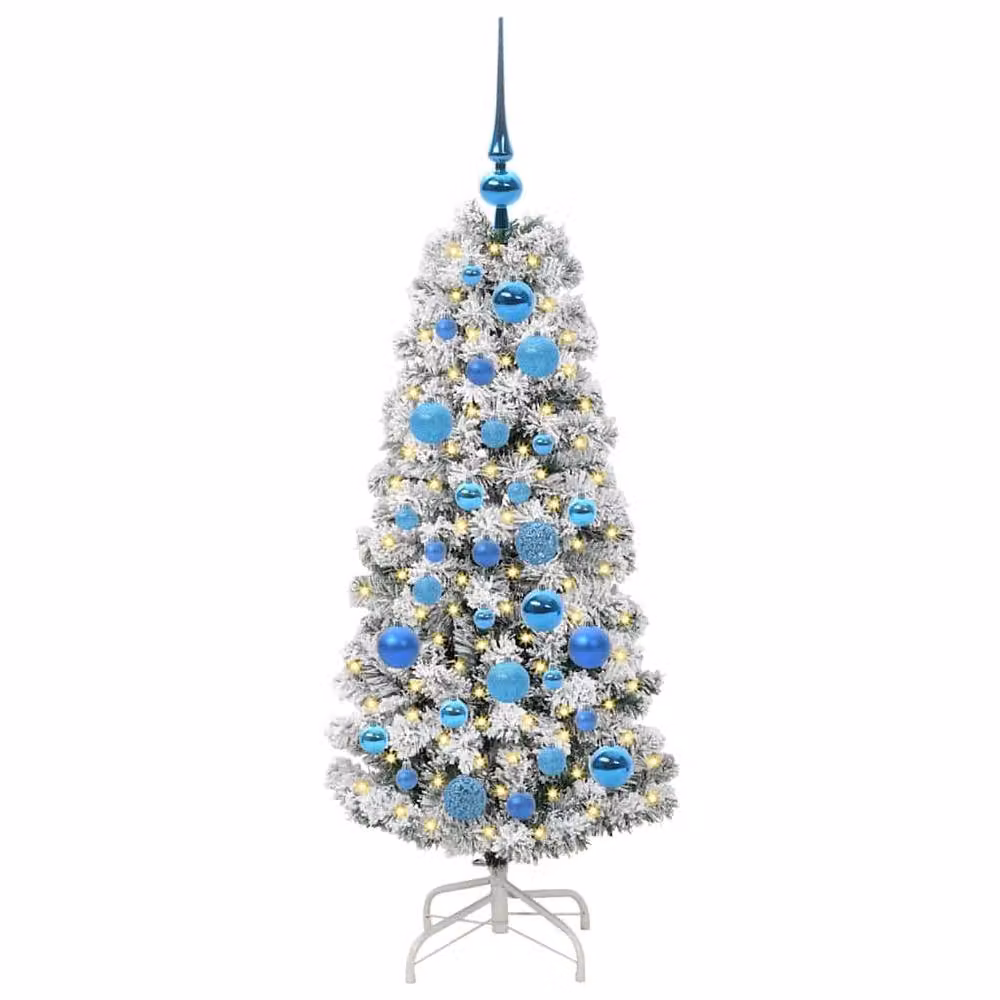 Berkfield Home Artificial Hinged Christmas Tree in Green and White, Height: 120 cm – 3