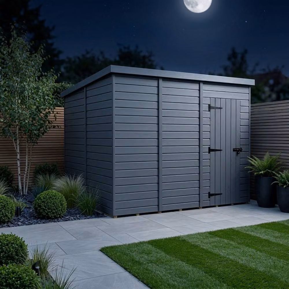 Buttercup Farm Grey Composite Pent Garden Shed with Single Door and No Windows W/D/H: 426.72 x 305 x 210 cm – 3