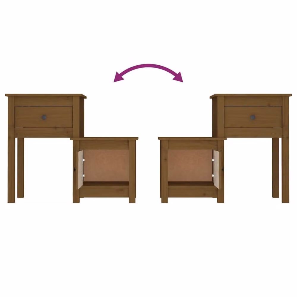 Berkfield Home Beautiful Bedside Cabinet in Honey Brown Solid Pine Wood W/D/H: 79.5 x 38 x 65.5 cm – 4