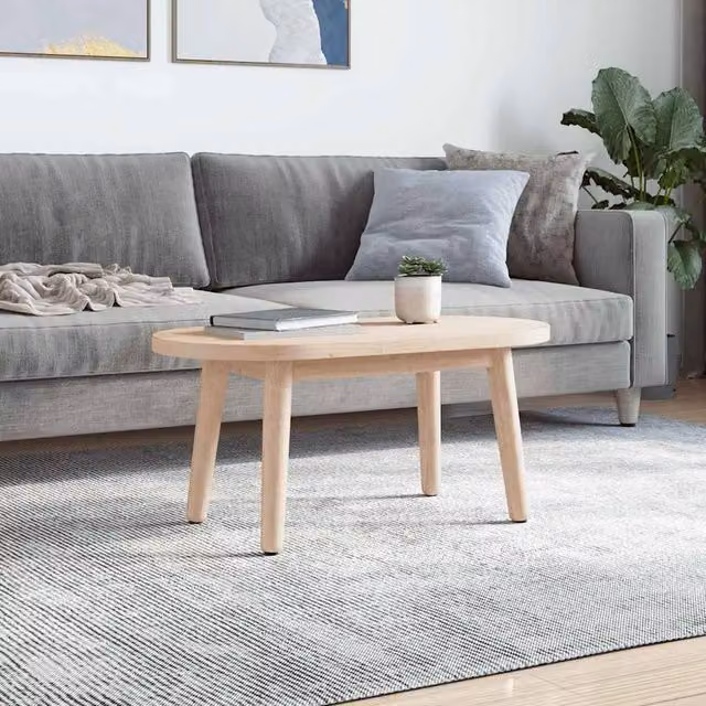 Berkfield Home Natural Solid Wood Pine Oval Table Top, W: 60 cm, D: 30 cm, H: 2.5 cm – 1