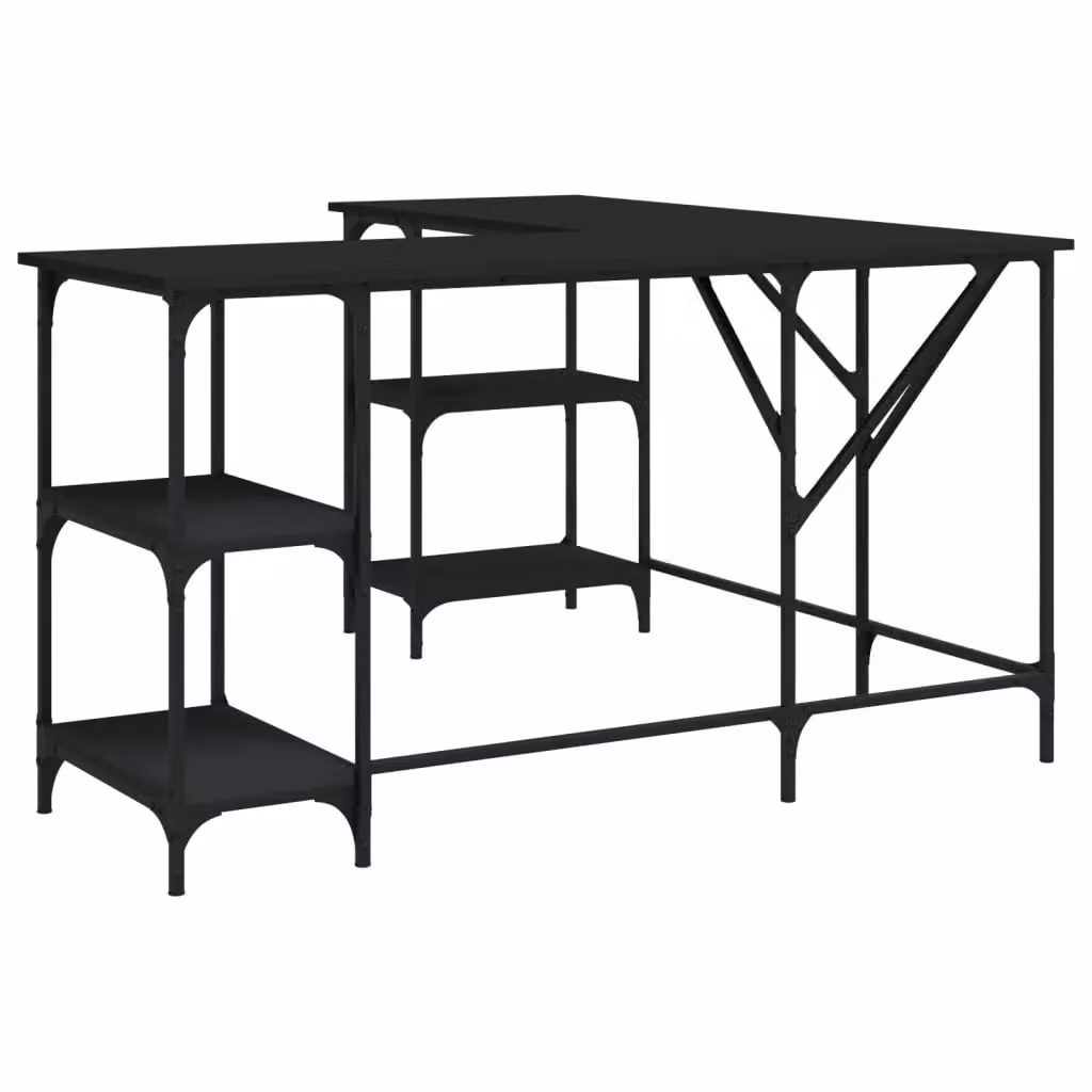 Berkfield Black Corner Home Office Desk in Engineered Wood W/D/H: 139 x 139 x 75 cm – 2