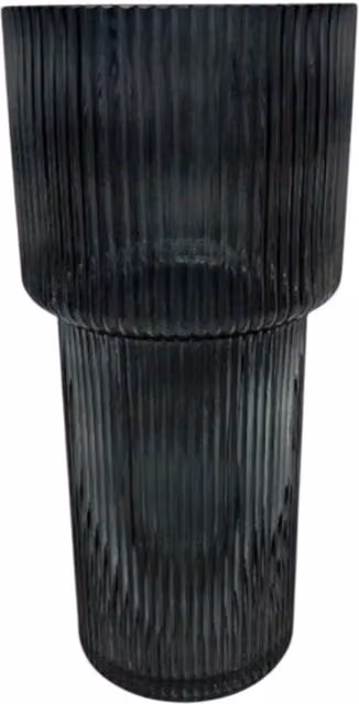 Four Candle Blue Tall Ribbed Glass Vase H 30.0 cm x W 14.0 cm x D 14.0 cm – 1
