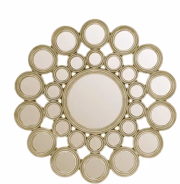 Orsina Maris Modern Round Gold Metal Wall Mirror