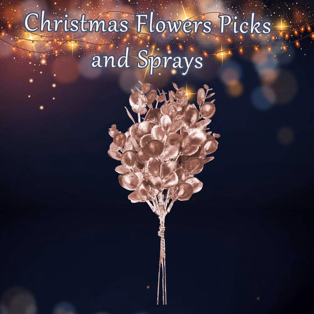 VFM e-Store Gold Christmas Eucalyptus Bush Decoration, W/D/H: 28 x 16 x 16 cm – 2