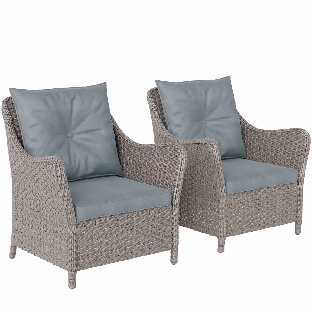 Wyld Haus Veyoto Set of 2 Grey Rattan Outdoor Armchairs with Metal Frame – 2
