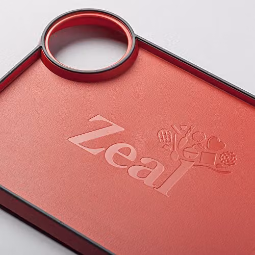 Zeal Straight to Pan Rectangular Chopping Board in Red, W: 34 cm, D: 26 cm, H: 3 cm – 5
