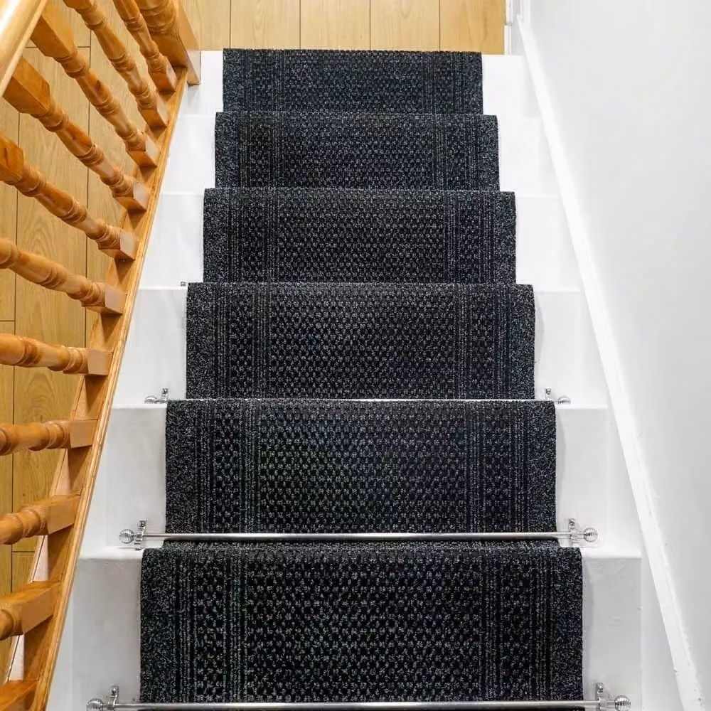 runrug Black Aztec Geometric Stair Carpet Runner W: 80 cm, L: 690 cm – 4
