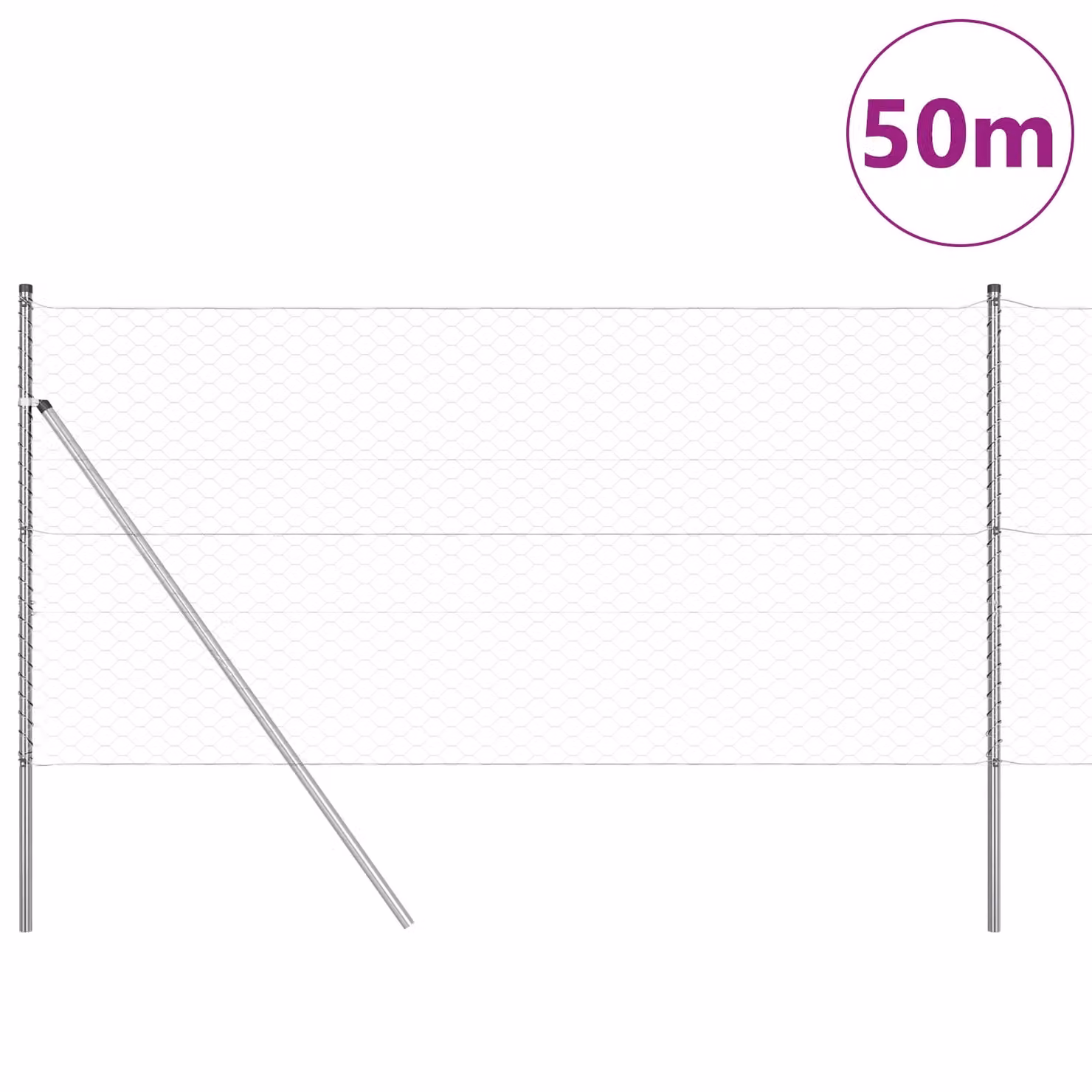 Berkfield Home Hexagon Fence in Silver Galvanised Steel, H: 140 cm x W: 50 m – 2