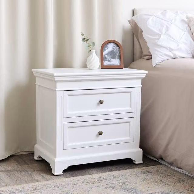 Melody Maison Daventry Large Two Drawer Bedside Table in White