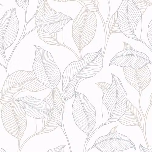 Grandeco Nardy Falling Leaves Botanical Floral Textured Vinyl Wallpaper, White