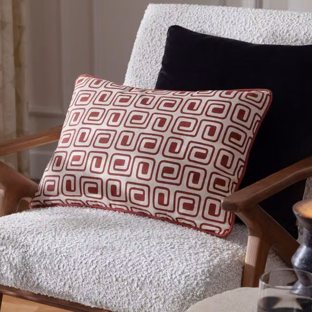 HOEM Safara Printed Cotton Cushion in Orange and Red, W: 50 cm, H: 35 cm – 1