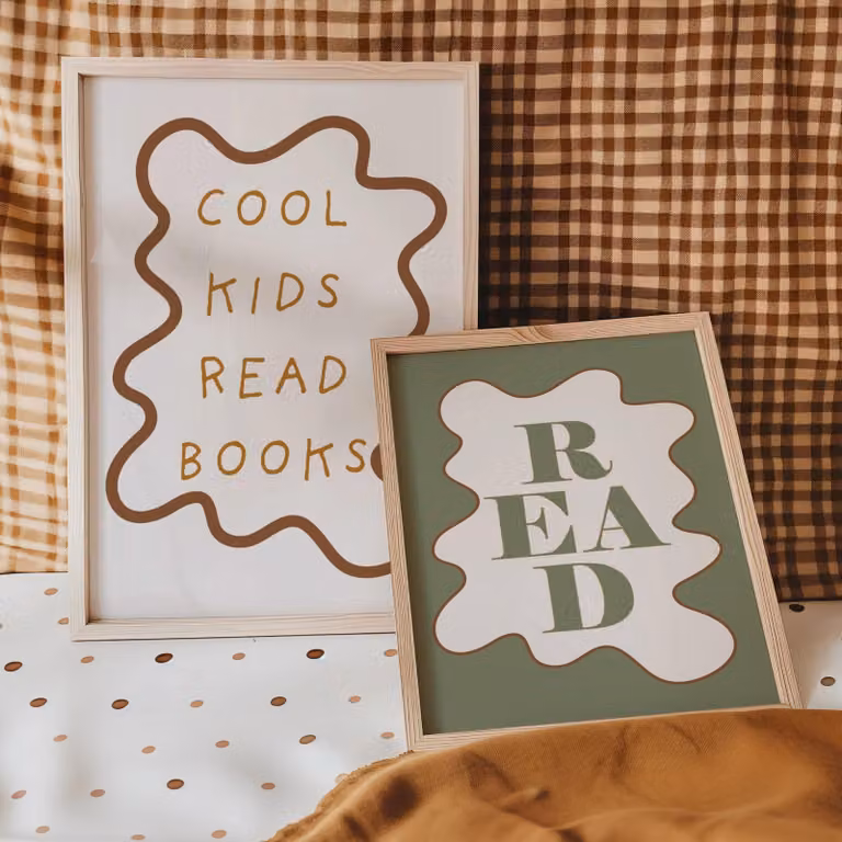 Autumns Corner Cool Kids Read Books Wavy Edition Typography Paper Poster A2
