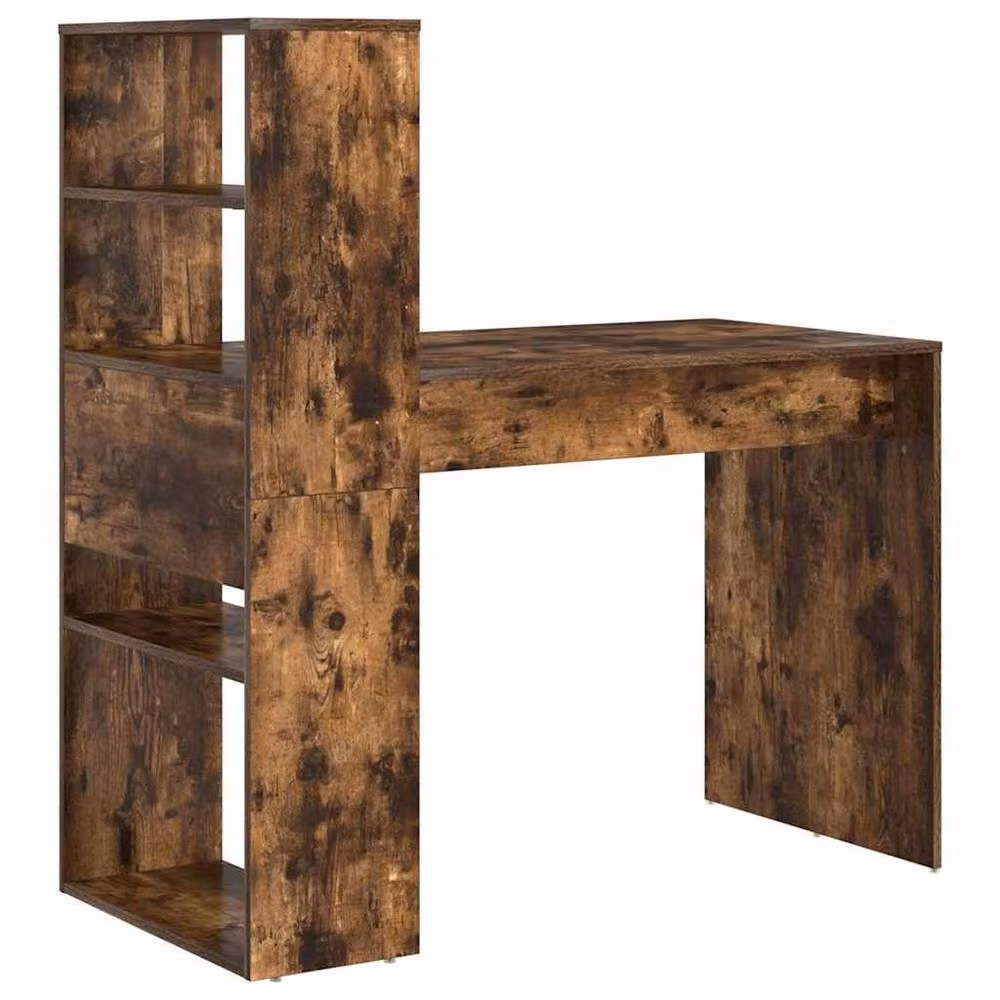 Berkfield Home Writing Desk with Storage in Smoked Oak Brown, W/D/H: 113 x 54 x 120 cm – 6