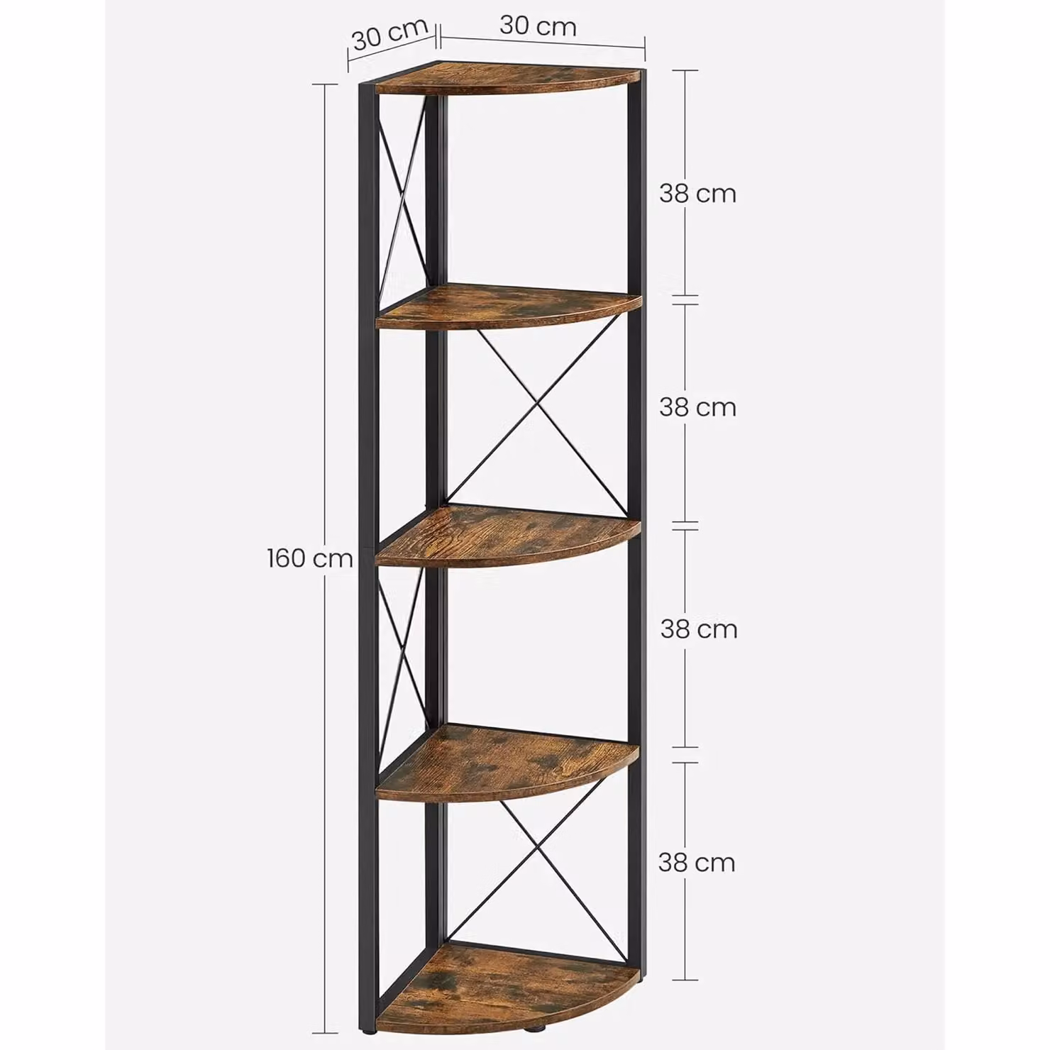 VASAGLE 5-Tier Industrial Corner Storage Shelf and Plant Stand in Brown – 2