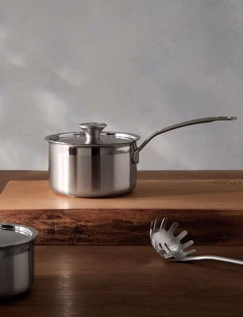 M&S X Tom Kerridge Stainless Steel and Copper 16cm Saucepan in Silver
