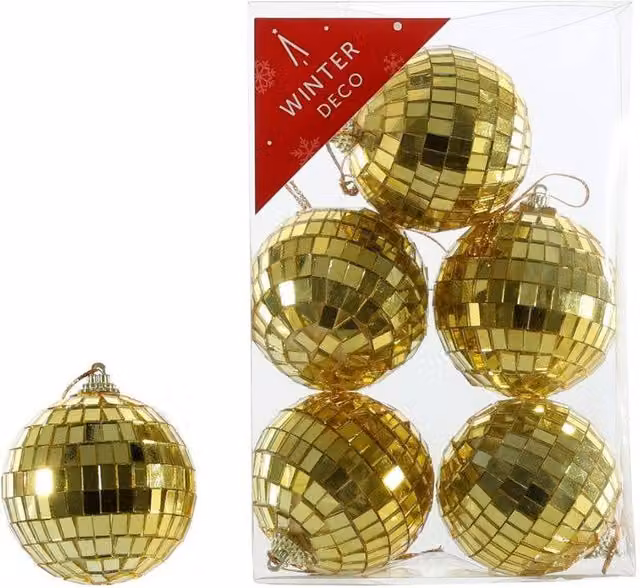 Garden Greatness Gold Disco Ball Hanging Baubles, 6 Pack – 3