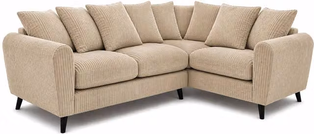 SOFASELECTION UK Harlow Right Hand Corner Sofa in Beige Jumbo Cord Fabric with Modern Design and Solid Wood Frame