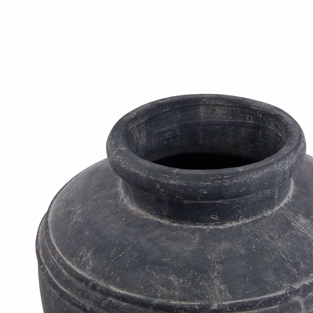 Wyld Haus Large Dark Grey Ceramic Etched Top Garden Planter Tub W: 37 cm, D: 39 cm, H: 37 cm – 3