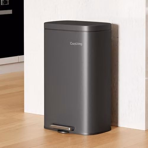 CozyLiving Pedal Kitchen Bin with Soft Close Lid and Removable Inner Bucket, Fingerprint-Proof Steel Body, Grey, 30L – 3