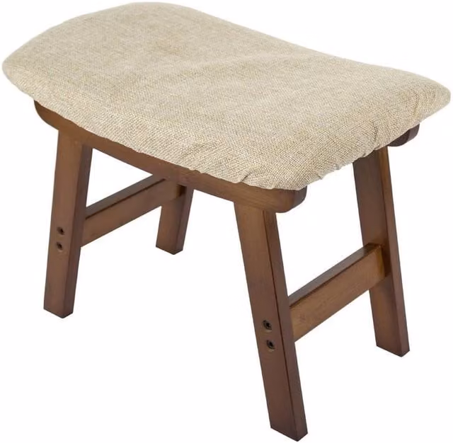 ERGOVEXA Bamboo Footstool with Fabric Cushion in Brown and Beige – 1