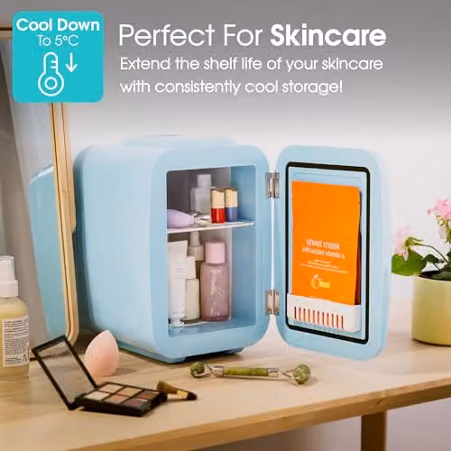 Abode Blue Mini Fridge A4CLR201BL 4L Portable Thermoelectric Cooler and Warmer for Drinks and Cosmetics, W/D/H: 27.5 x 19.0 x 25.0 cm – 3
