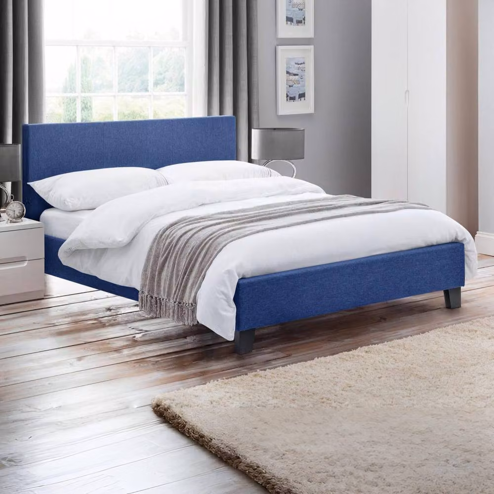 Cheshire Travertine Upholstered Bed in Dark Blue, King Size (150 x 200 cm) – 3