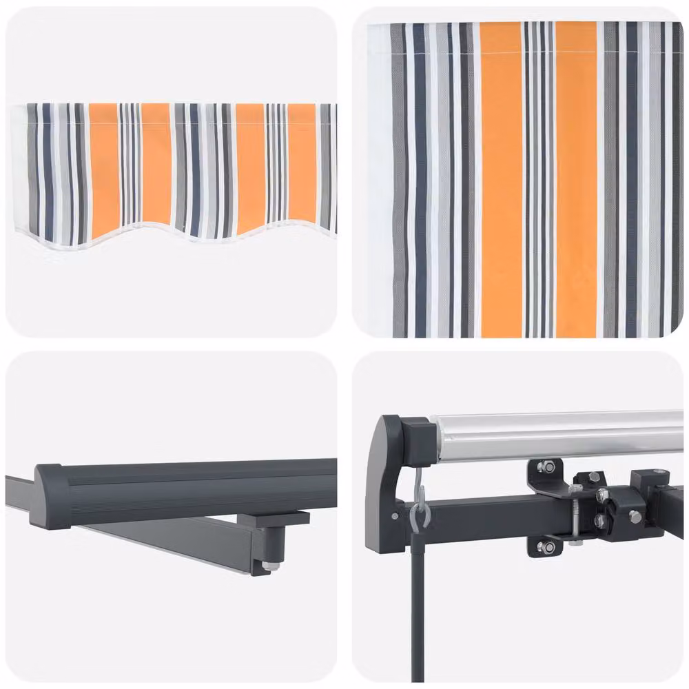 Berkfield Home Manual Retractable Striped Awning with Multicolour LED Lighting, W: 500 cm, D: 300 cm – 3