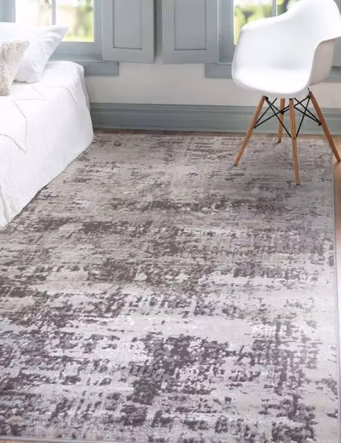 Asiatic Mist Luxe Abstract Woven Rug in Silver and Grey Mix