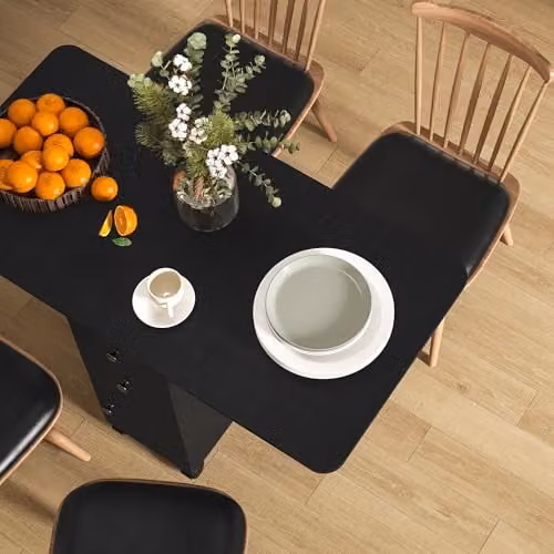 HOMCOM Extendable Drop Leaf Dining Table with Castors, Black, W: 60-120 cm, D: 30-60 cm, H: 76.5 cm – 7