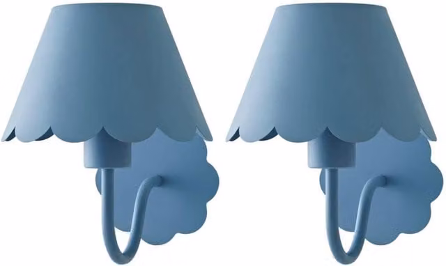 ValueLights Hattie Scallop Rechargeable Wall Light in Blue