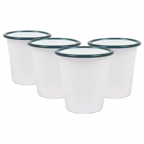 Argon Tableware Enamel Tumblers, Set of 3, Green and White, 300ml