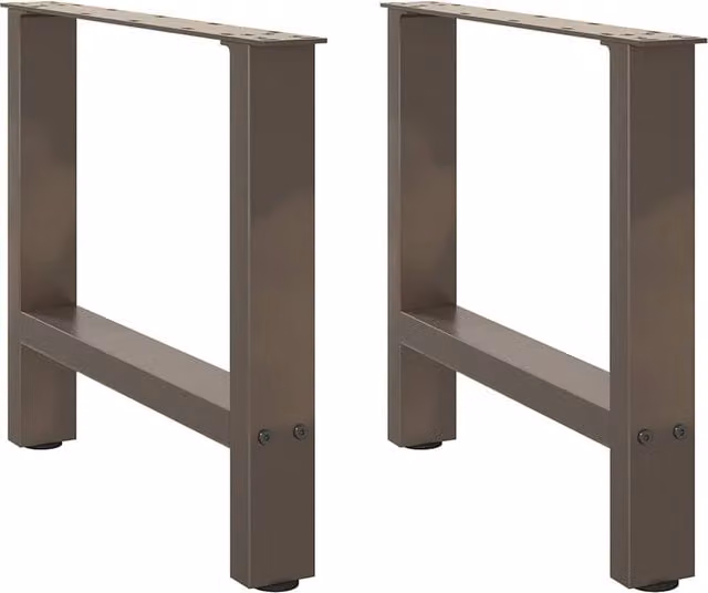 Berkfield Home Modern Geometric Steel Coffee Table Legs, Grey, 2 Pieces, H: 60 cm, W: 42.5 cm, D: 42.5 cm