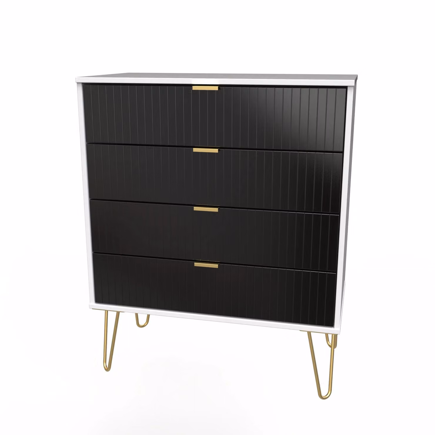 Ready Assembled 2 U Bexley 4 Drawer Chest in Matt True Black and Gold – 2