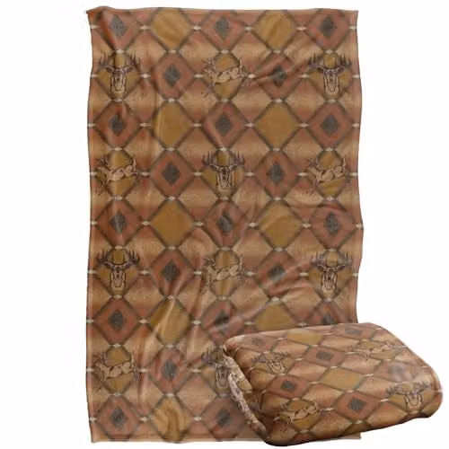 JQ Licensing Deer Southwest Brown Hunting Pattern Super Soft Fleece Throw Blanket, W/D/H: 91 x 147 cm – 1