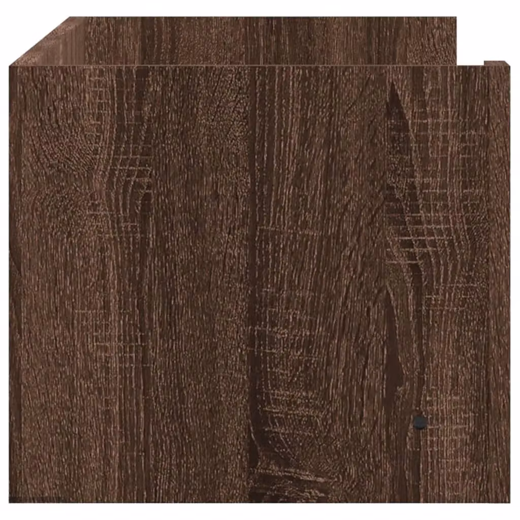Berkfield Home Wall Mounted Cube Shelf in Brown Oak, W: 100 cm, D: 35 cm, H: 30.5 cm – 4